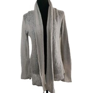 Wooden Ships Anthropologie Women's Gray Cream Cozy Knit‎ Wrap Cardigan Size S